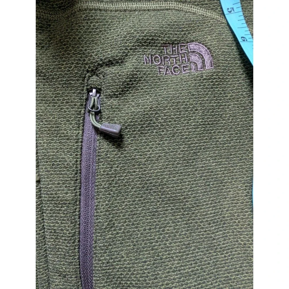 The North Face Jacket Mens Med Olive Green Fleece Full Zip Pocket Outdoor Hiking